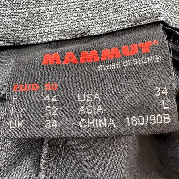 Mammut Massone Pants Pockets Belt Loops Elastic Hook Loop Straight Dark Gray 34 - Picture 4 of 6